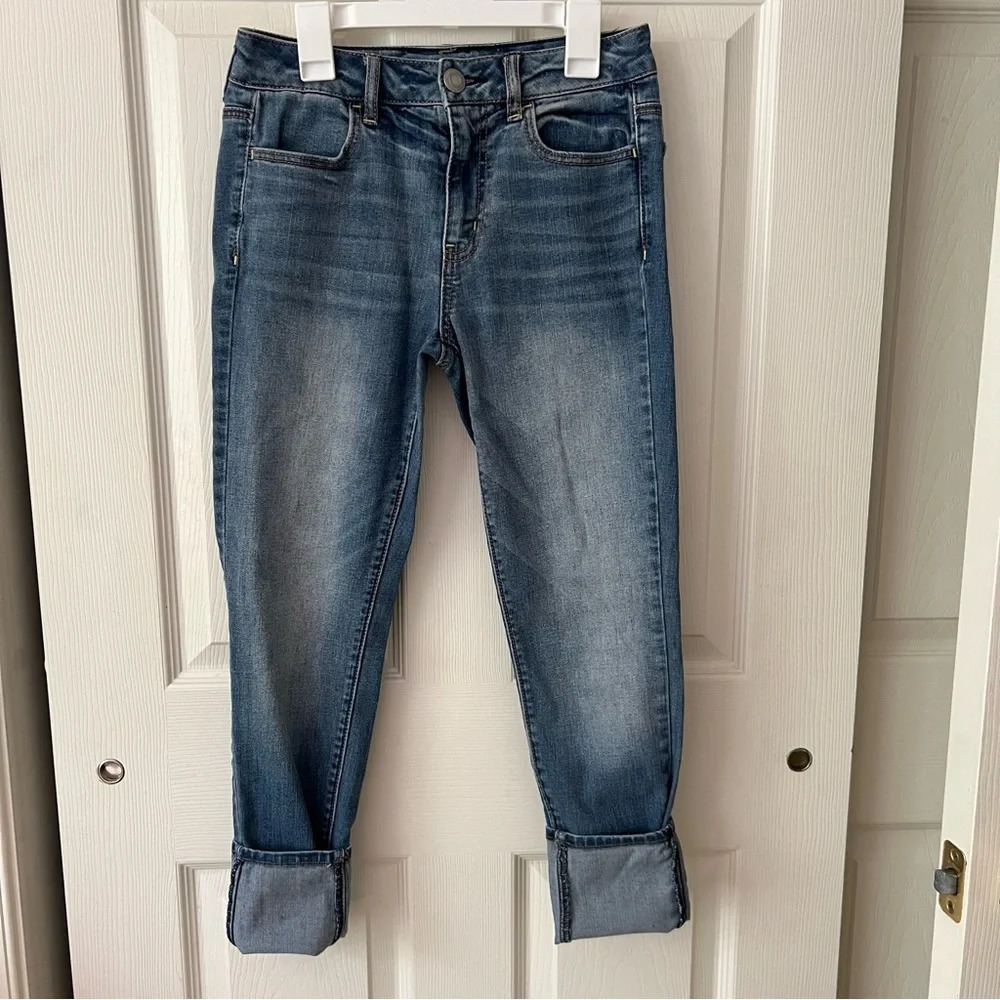 🛍️ American‎ Eagle Outfitters Womens Pants sz 2 Mid Rise Tapered Denim Casual